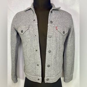 Levis Trucker Jacket Adult Small Gray French Terry Cotton Style Snap Button